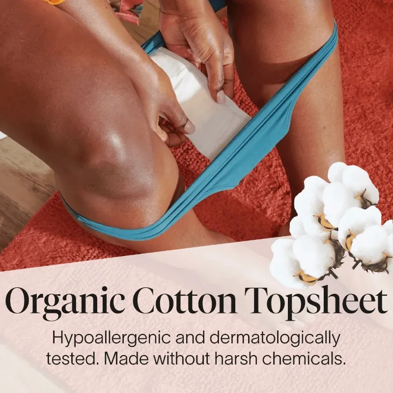 100% Organic Cotton Topsheet Bladder Incontinence Liners, Regular Length (36 Count)