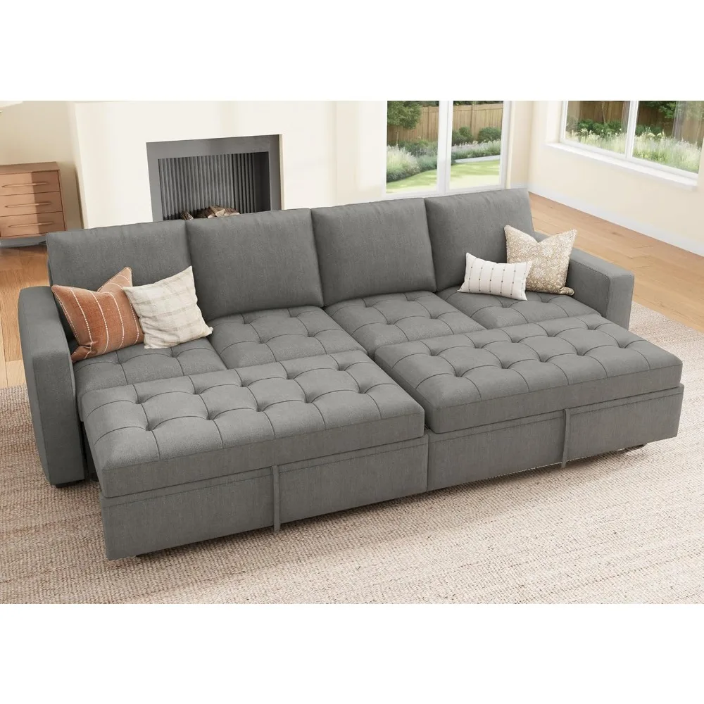 Modular Sectional Sleeper Sofa with Pull Out Couch Bed, Convertible Sectional Couches for Living Room