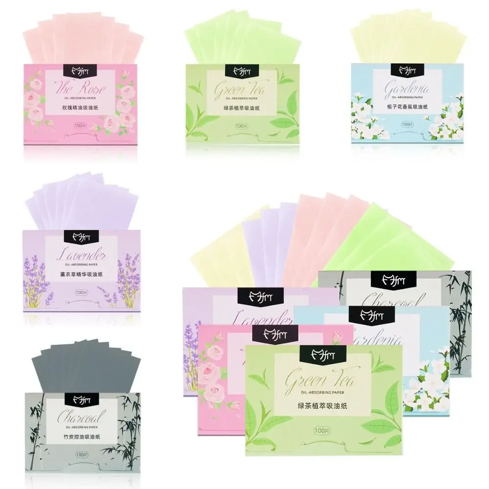 100Pcs Oil Removal Face Oil Blotting Paper Skin Care Anti-grease Facial Oil Absorbing Paper Lavender Oil Control Facial Tissue