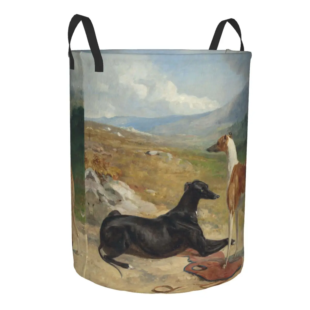 Vintage Whippet  Greyhound Dog Laundry Basket Foldable Large Capacity Clothes Storage Bin Sihthound Animal Baby Hamper