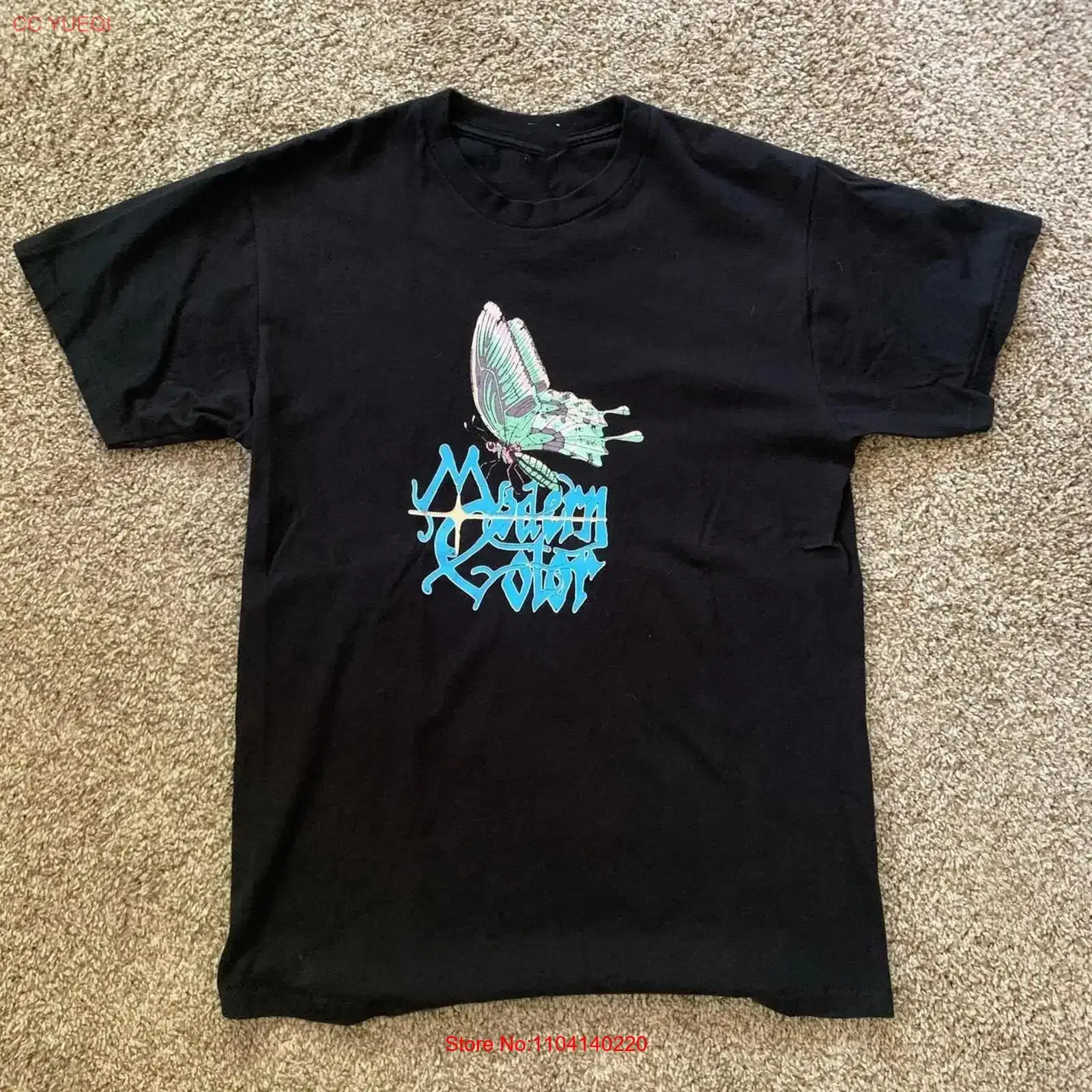 Nueva Camiseta Moderna con Banda de Color para Fans, Negra, Tallas S-5XL, HL082, Estilo Vintage Lavado, Versátil y Elástica para Uso Diario con Gráficos