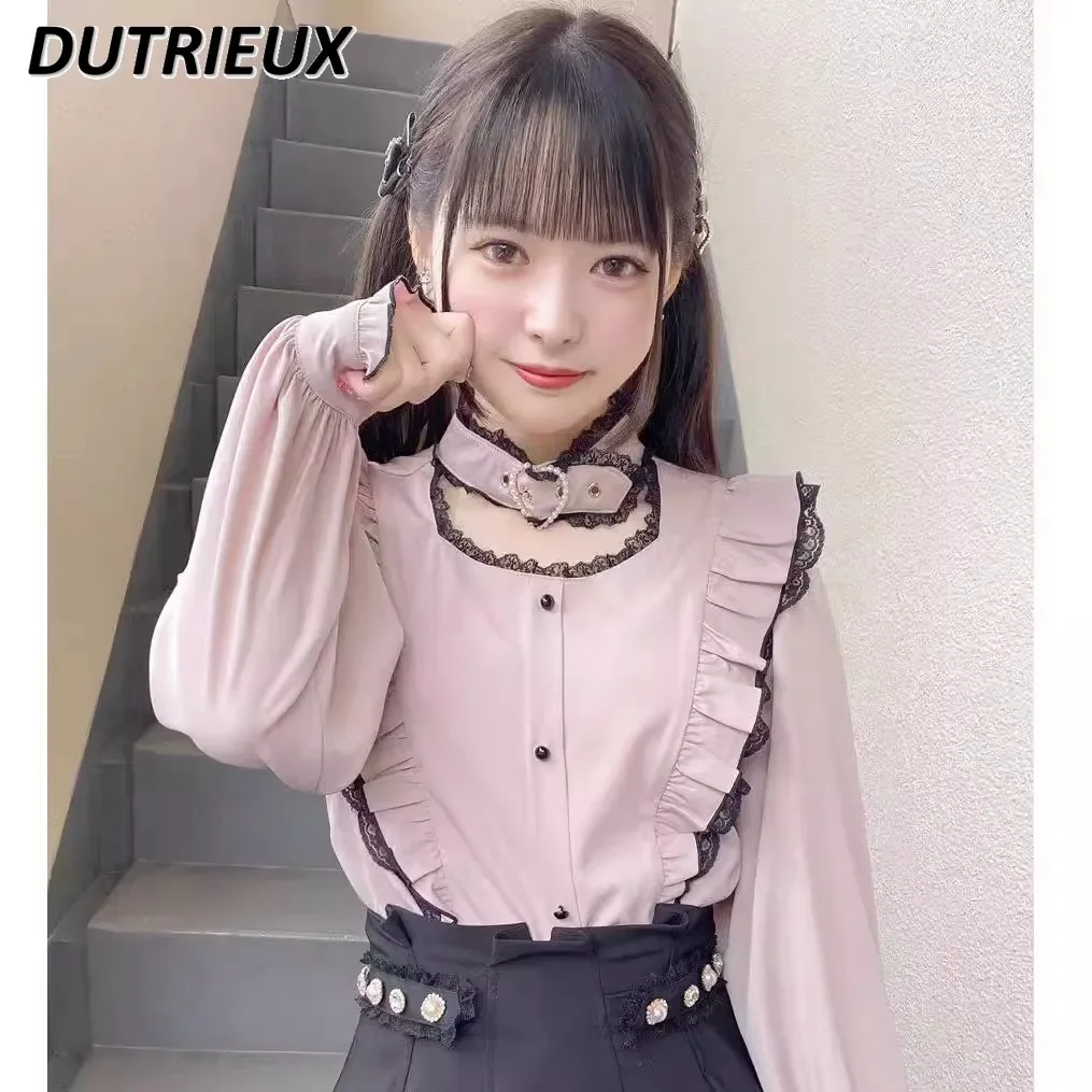 Lolita Shirt Japanese Style Mine Series Mass-produced Neck Strap Long-sleeved Blouse Fashion Spring Autumn Women's Tops