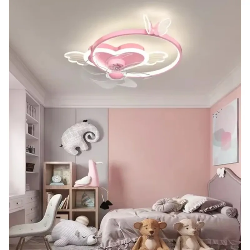 Modern Iron Art Heart Love Shaped Kids Ceiling Lights with Light Remote Control LED Dimmable Creative