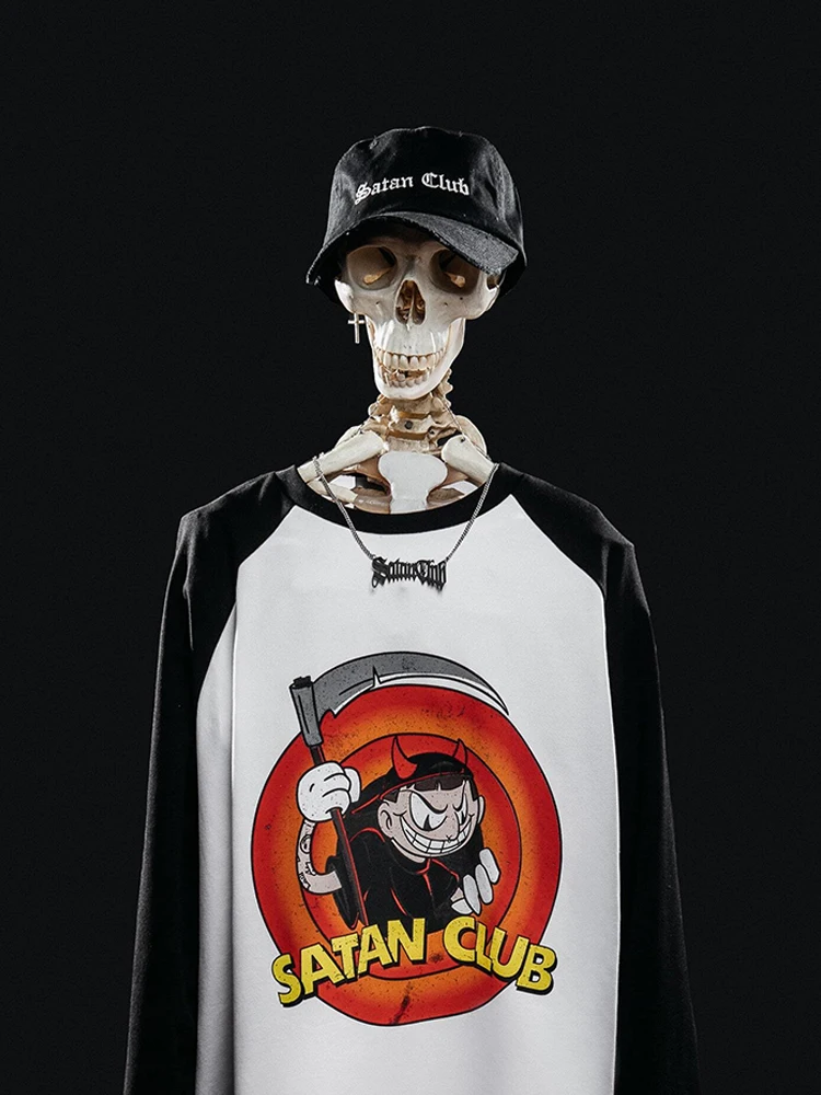 T-shirt da uomo Streetwear Cartoon oversize stampato autunno Hip Hop coreano manica lunga Y2k top Tees cotone grafico abbigliamento Unisex