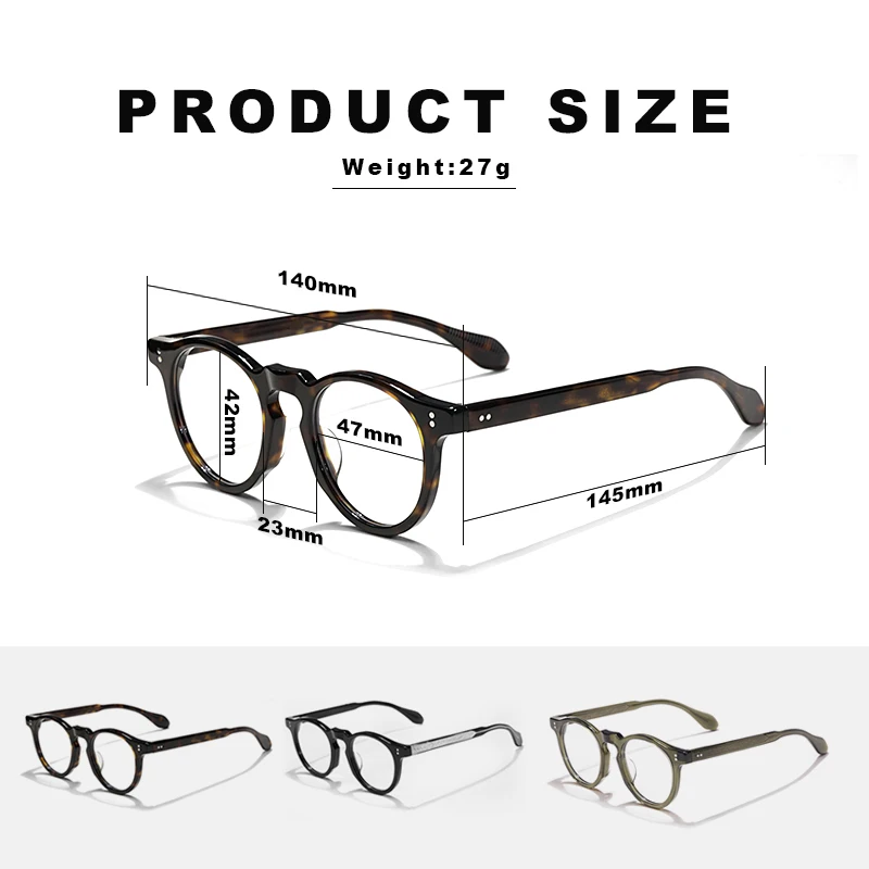 Men Fashion Round Frame Personality Classic 530 Acetate frame Women designer handmade glasses available with optical lenses