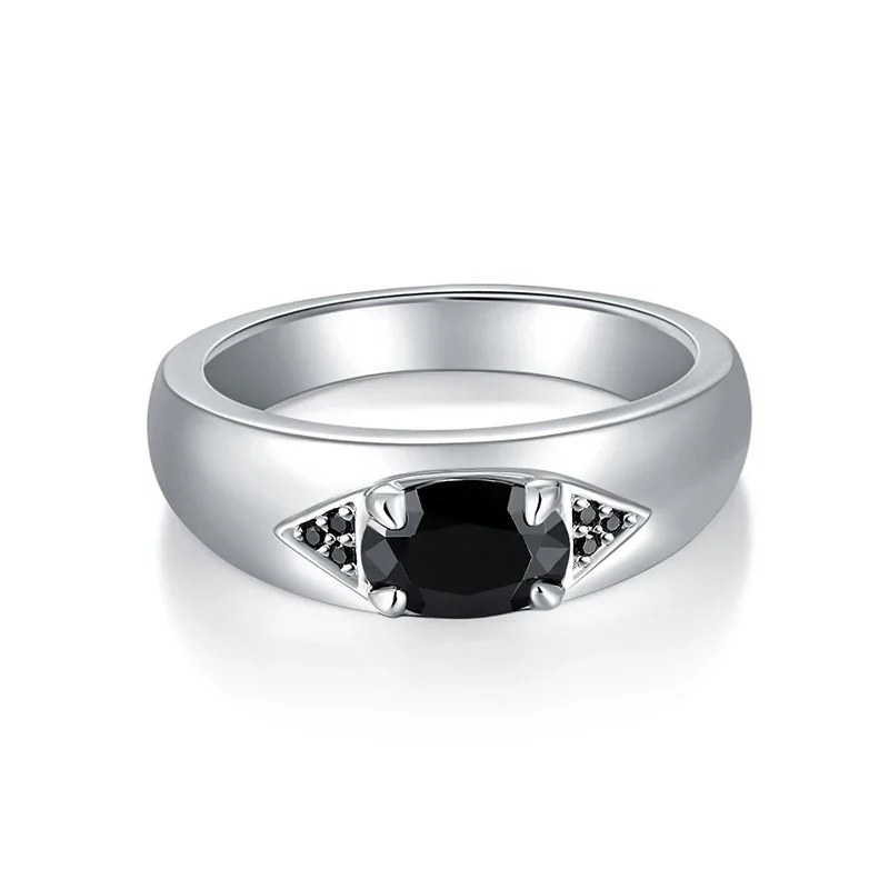 Imagem -06 - Smyoue-corte Oval Moissanite Anéis para Homens e Mulheres 925 Jóias de Prata Esterlina com Certificado Pedra Preta 925 1ct 5x7 mm