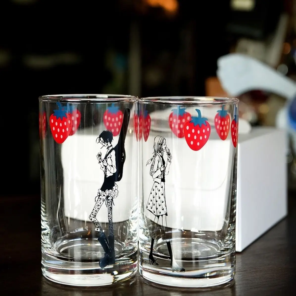 Nuevo Vaso de Vidrio con Diseño de Fresa de NANA Oosaki Nana, Resistente al Calor, para Leche, Tazas, Accesorios y Atrezzo