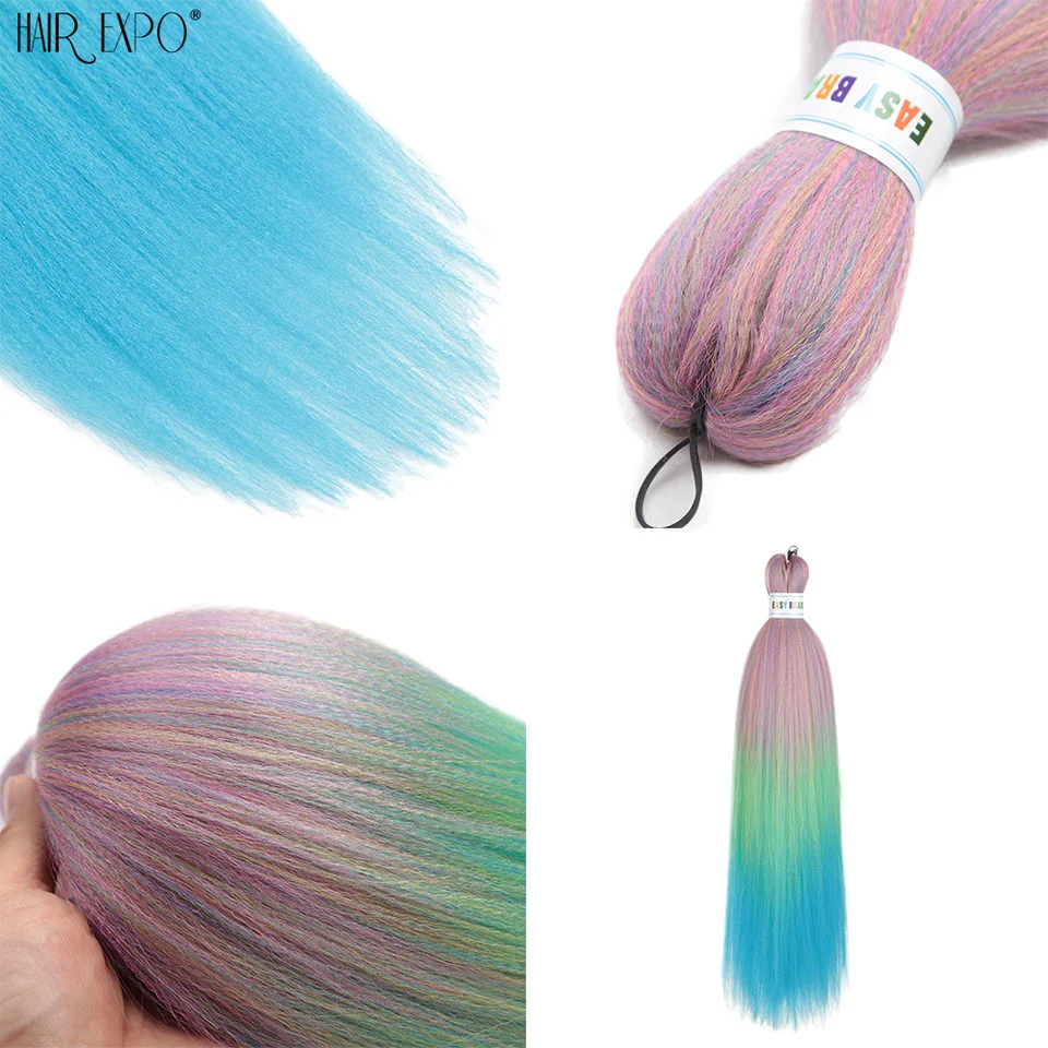 Trenzas fáciles sintéticas de 26 pulgadas, pre-estiradas, coloridas, jumbo, ombre, yaki, largas y lacias 6