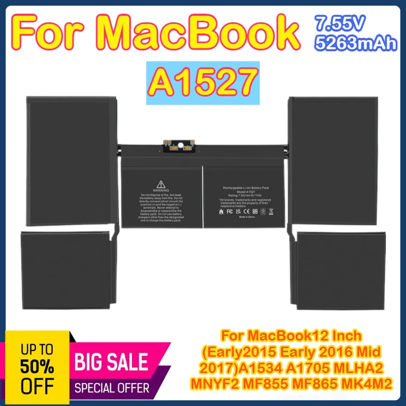 

A1534 A1527 A1705 (Почнее начало 2015 года в середине 2016 г.) Аккумулятор для MacBook 12-дюймовый Retina EMC 2746 2991 3099 MNYF2 MF855 MNYG2 MLHA2