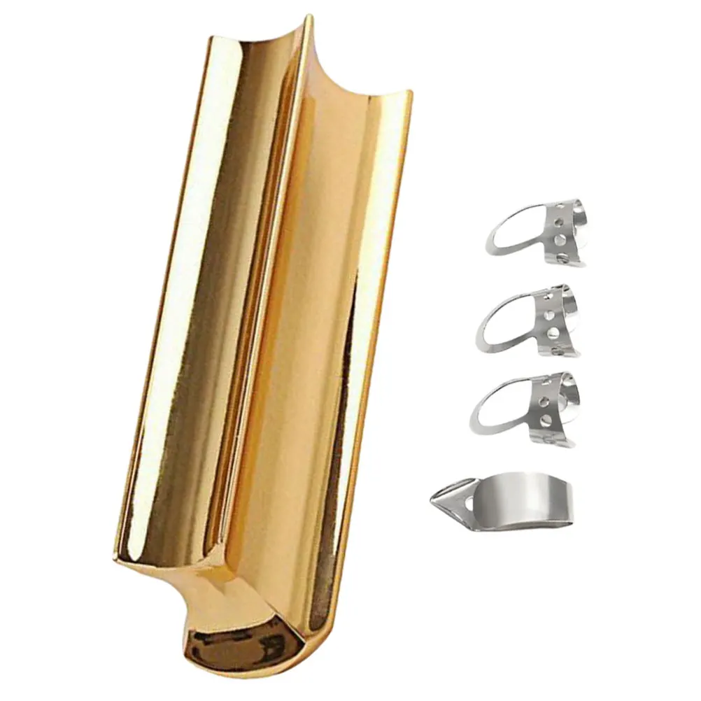 

5pcs Electric Slide Stainless Steel Tone Bar Metal Picks Guitar Tone Bar Accessories Bright Sound Professional