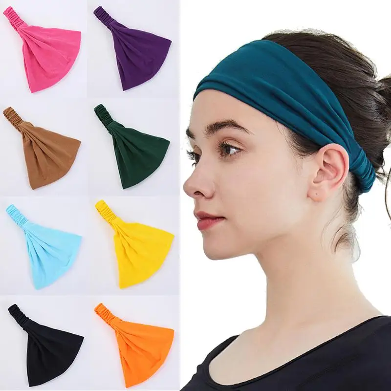 1Pcs Makeup Hair Headwrap Women Cotton Headband Turban Solid Color Elastic Hair Bands Yoga Hairband 2in1 Bandana Hair Accessory