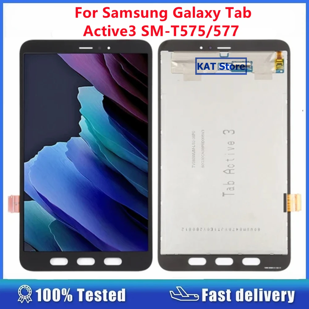 متوافق مع سامسونج جالاكسي تاب Active3 SM-T575 T570 T575 T577 شاشة الكريستال السائل شاشة اللمس محول الأرقام استبدال الجمعية الكاملة