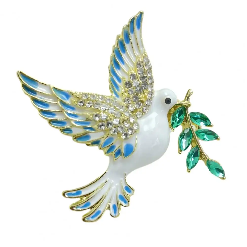 

Pigeon Brooch Cotton Linen Outfit Brooch Women Bird Wing Brooch Pin Sparkling Rhinestone Pigeon Accessory Retro Style Peace