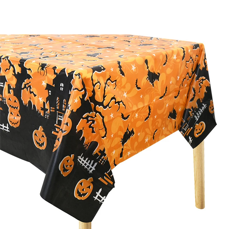 

Halloween Disposable Tablecloth Scary Pumpkin Bat Spider Table Cloth Halloween Party Decorations For Home Horror Atmosphere Prop