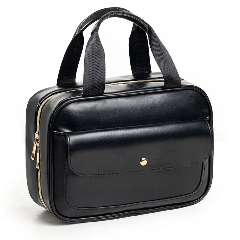 

Casual PU Leather Makeup Bag Large Capacity Waterproof Cosmetic Makeup Case Toiletries Storage Travel Organizer