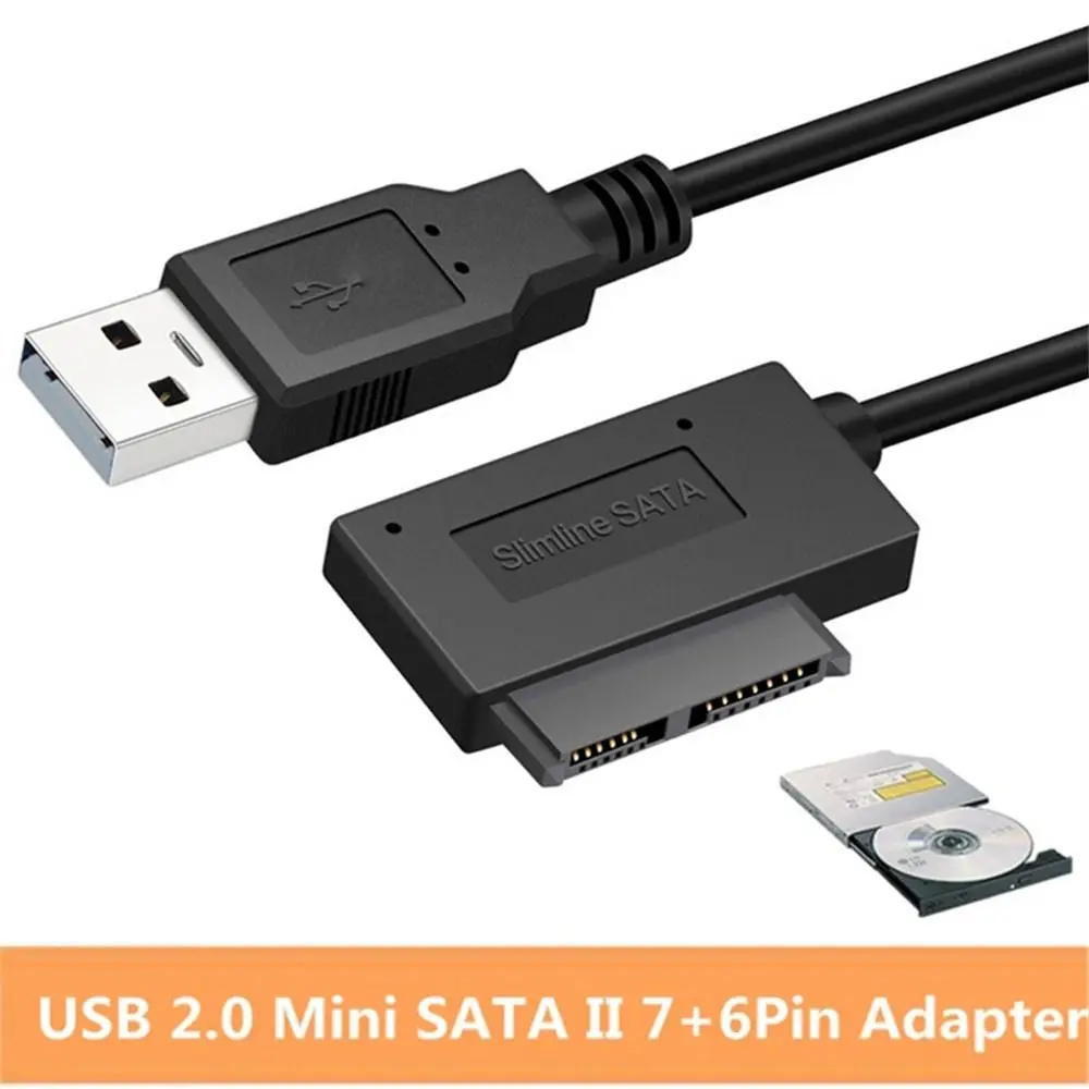 

II 7+6 13Pin ROM Slimline Drive for Laptop CD/DVD USB2.0 to Mini Sata Cable Adapter Cord Converter Cable Slimline Drive Wire