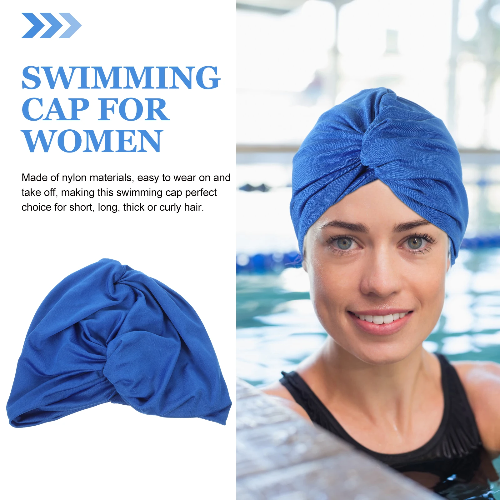 Gorro de playa plegable para hombre, nadador, gorros de natación elásticos de nailon, baño para mujer forrado