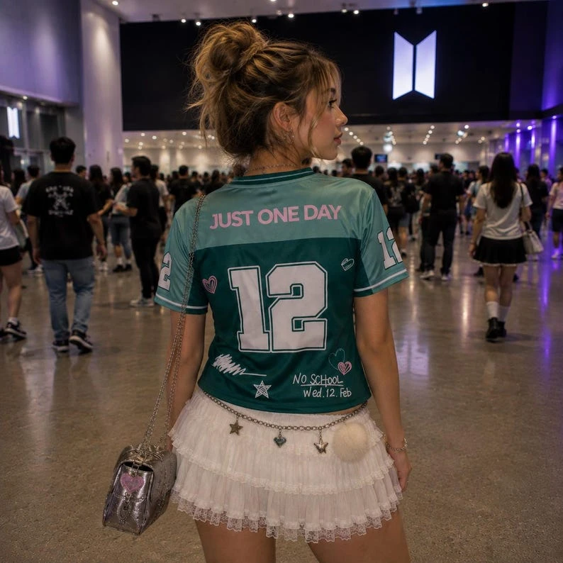 Retro Varsity Shirt Kpop Stijl Concert Outfit Sportieve V-hals Trui Daily Fashionable T-shirt Suitable for Both Men and Women