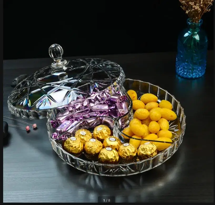 european-style-plastic-dried-fruit-box-six-grid-with-cover-square-round-acrylic-food-storage-transparent-amber-snacks-plate