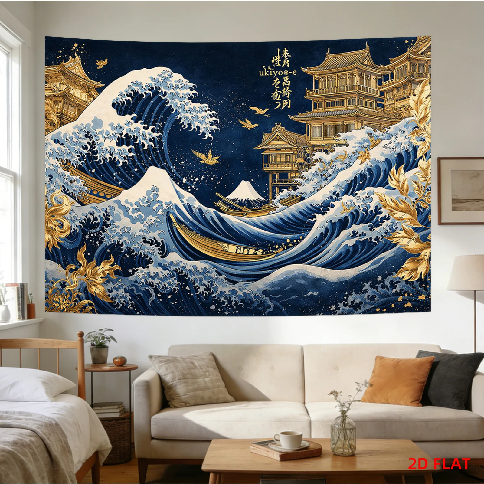 Japanese Ukiyo-e Tapestry Wall Hanging The Great Wave Off Kanagawa Art Tapestry Boho Home Decor for Living Room Bedroom