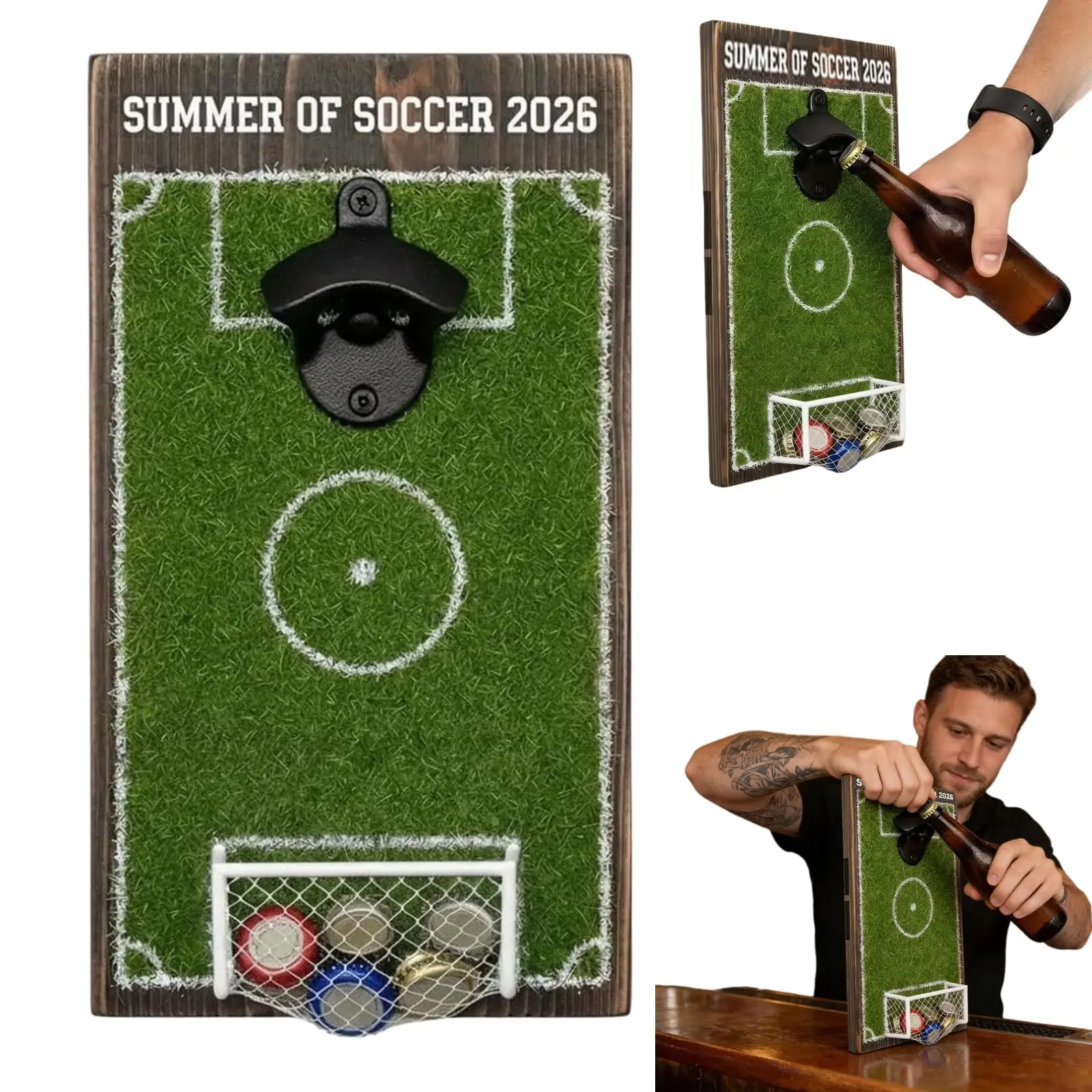 Soccer Field Bottle Opener Wall Decor, 2026 New Wall Mounted Soccers Field Shaped Beer Opener, Fun Bottles Openers
