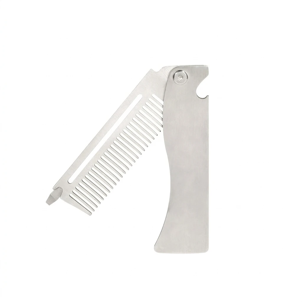 Stainless Steel Folding Pomade Comb Portable Pocket Hair Styling Tool for Men Fine Tooth Grooming Brush with Ergonomic Handle