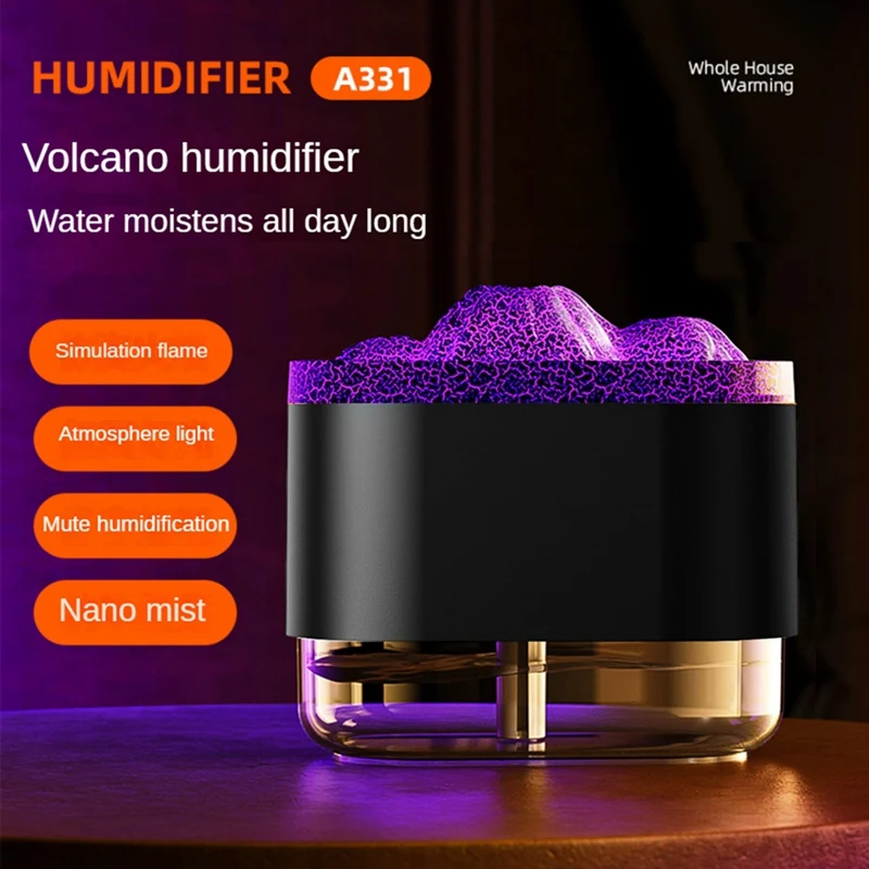 Flame Diffuser Aromatherapy Essential Oil Diffuser With Atmosphere Light 300Ml Cool Mist Humidifier For Home Office Durable