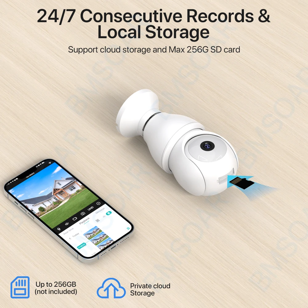 E27 لمبة في الهواء الطلق واي فاي كاميرا المنزل الذكي داخلي كشف الإنسان مقاوم للماء كاميرا متحركة كامل اللون للرؤية الليلية اتجاهين الصوت iCsee