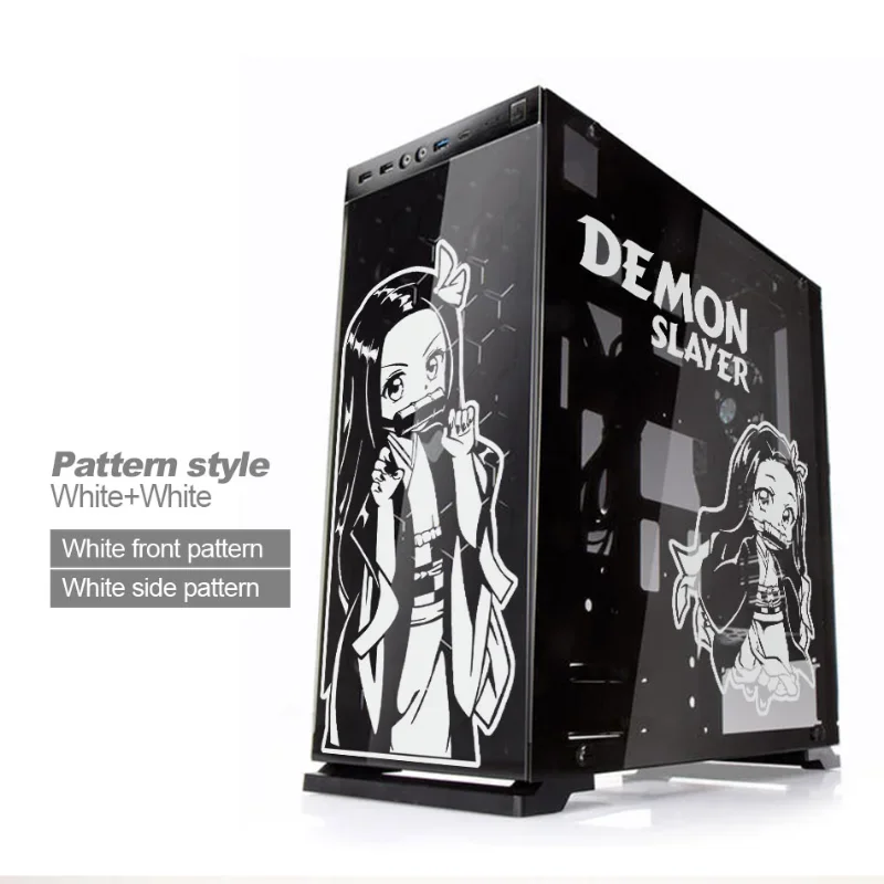 

Demon Slayer Anime Stickers for PC Case Cartoon Decor Decal for ATX Mid tower Computer Waterproof Removable Hollow Out Sticker