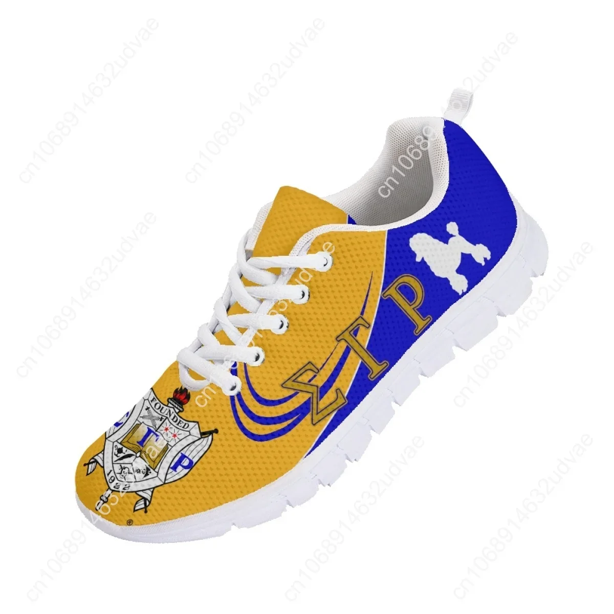 สกปรกทนรองเท้าผ้าใบลําลองSigma Gamma Rho Poddlesพิมพ์Breathable Lace-Up Flatsสําหรับผู้หญิงผู้ชายTenis Feminino