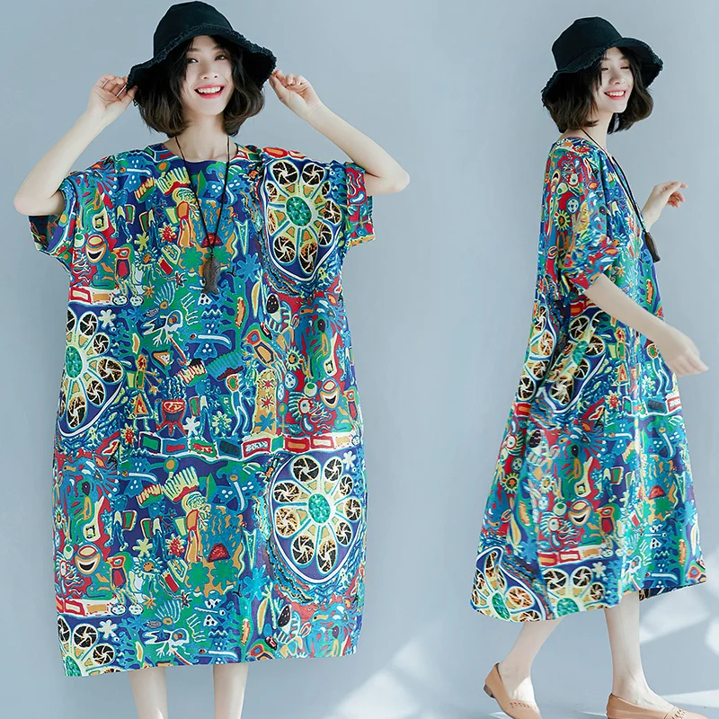 

plus Size Women's Dr Hiding Belly Slimming Large Ethnic Sle Long Dr Comfortable Loose Fit Korean Sle round Ne o...