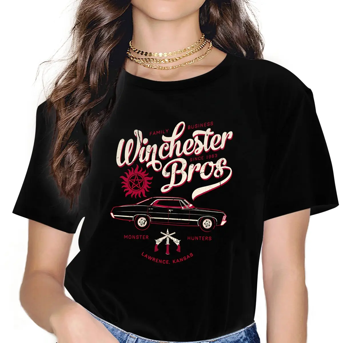 Winchester Bros Kawaii Girls t-shirt donna Supernatural TV Blusas Harajuku Casual manica corta Vintage top