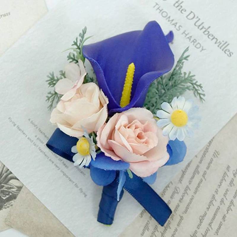 2Pcs Artificial Wrist Corsage Set, Groom Best Man Bride Bridesmaid Corsage Set, Wedding Prom Party Decoration