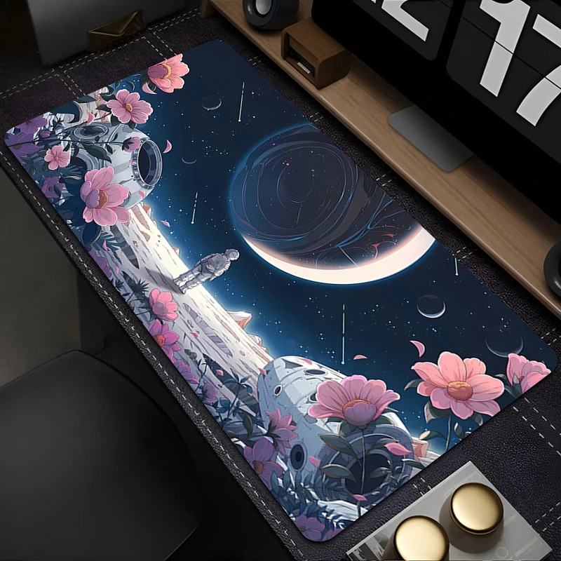Custom Play Mat Game Mousepad Computer Outer Space Astronauts Mouse Pad Non-Slip Natural Rubber Carpet Cute Desktop Keyboard Pad