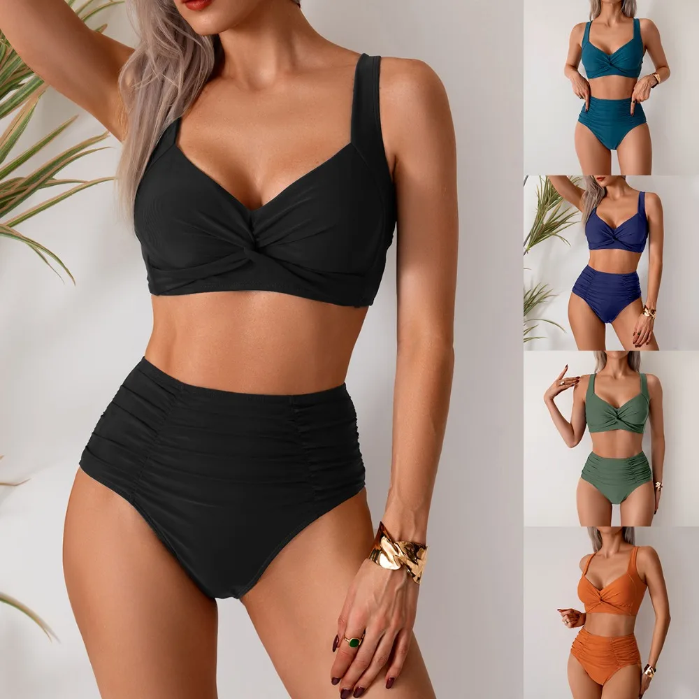

Fanceey V-Neck Bathing Suits Female High Waist Sexy Bikini Set Biquini Swimwear Women Two Pieces Swimsuit Beachwear