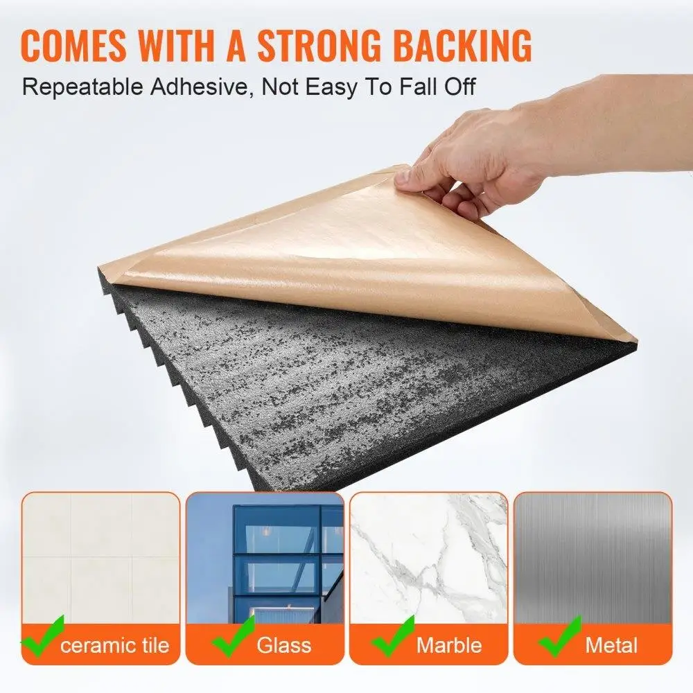 48 Pack Acoustic Foam Panels 12x12x1 in Soundproof for wall & Ceiling Tiles with Adhesive