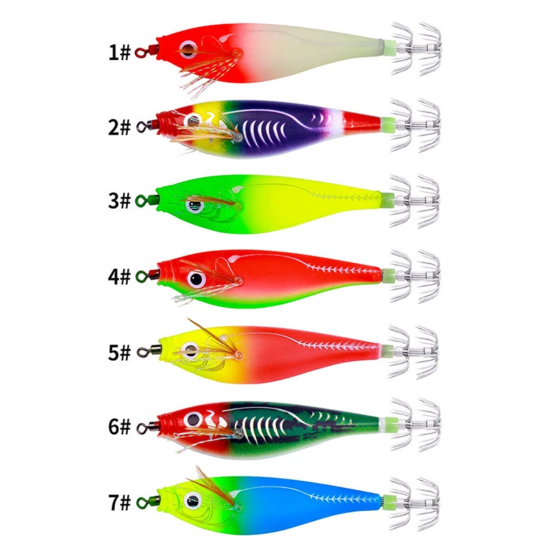 9.5cm 10g Horizontal Squid Jigs Fishing Lure Artificial Squid Hook Jigging Baits For Sea Fishing Cuttlefish Luminous Box Kit