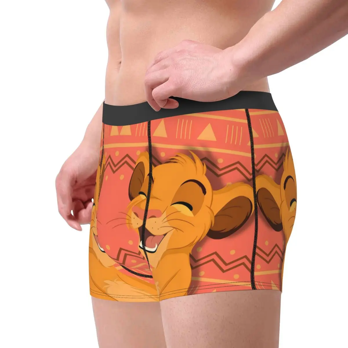 Personalizado divertido el Rey León gráfico Boxers pantalones cortos bragas calzoncillos masculinos cómodos KawaiiSimba Cub película calzoncillos ropa interior