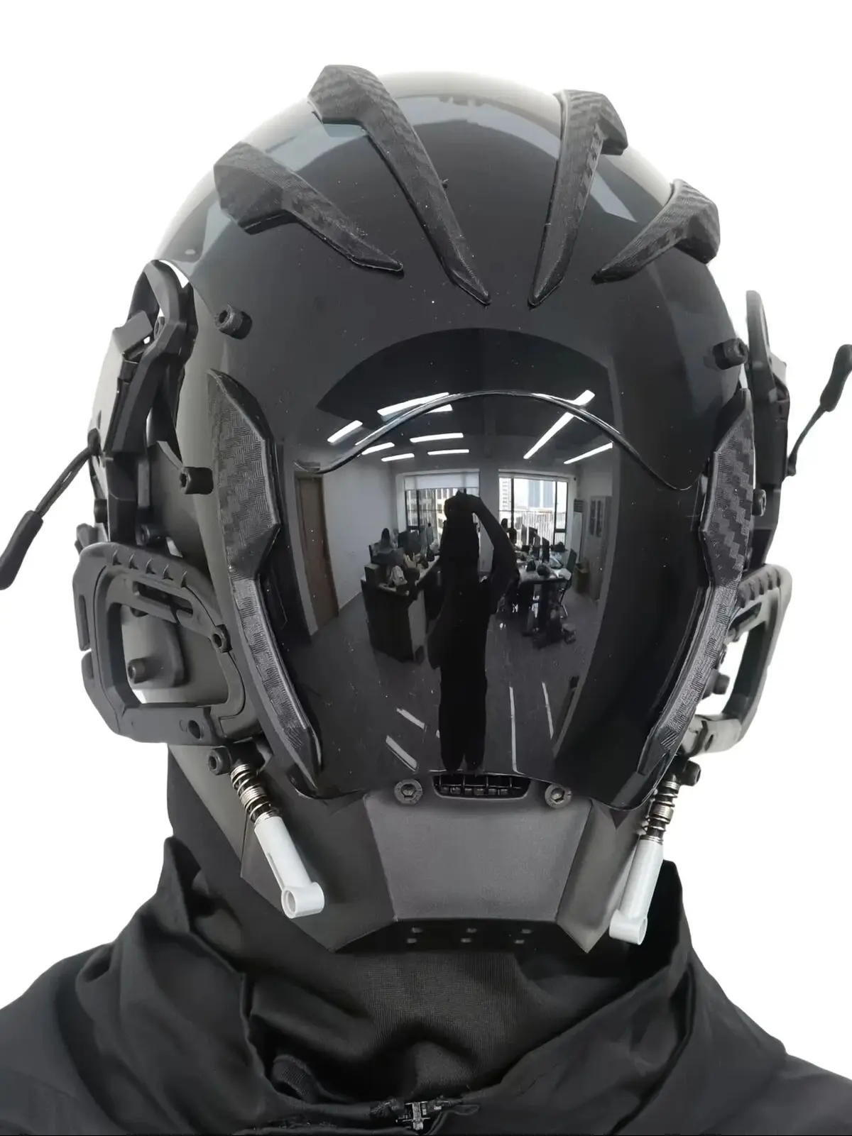 Cyberpunk Futuristic Mask, Premium Unique Helmet Design Dress Up Accessories, Cosplay Photo Props view 2