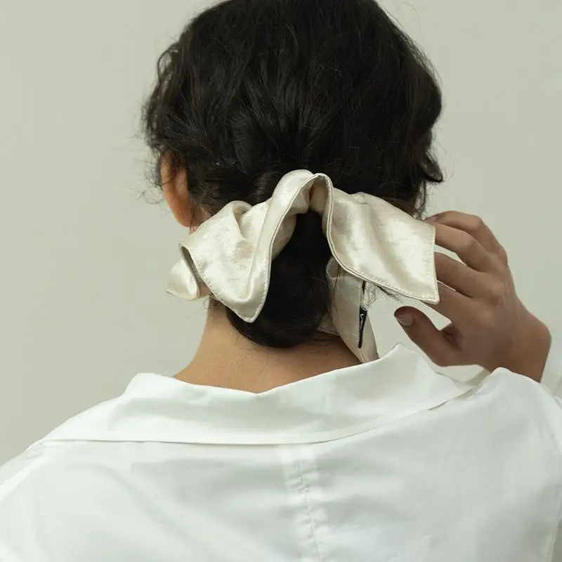 

Fashion Satin Silk Square Scrunchies Elastic Hair Bands Women Girls Solid Ponytail Holder Large Hair Ties Rope Hair Accessories