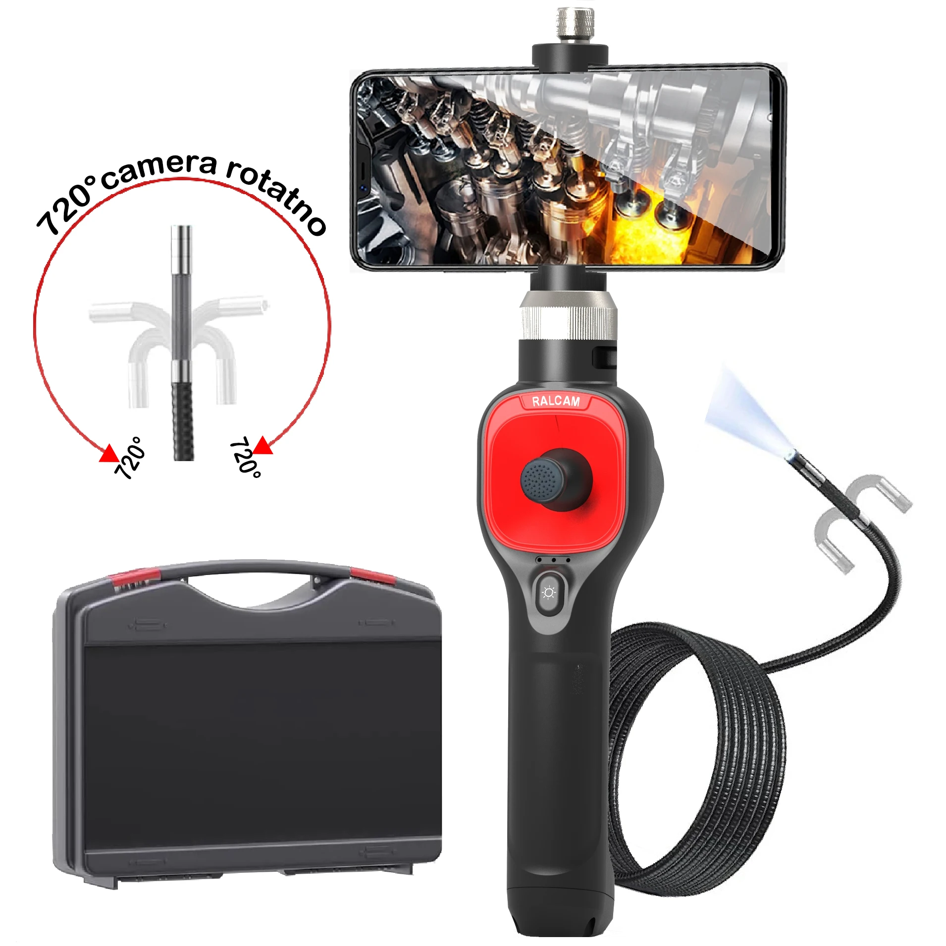 

720-degree rotating camera 4.3-inch endoscope 6mm -2M 1080P full high-definition endoscope industrial inspection visual probe