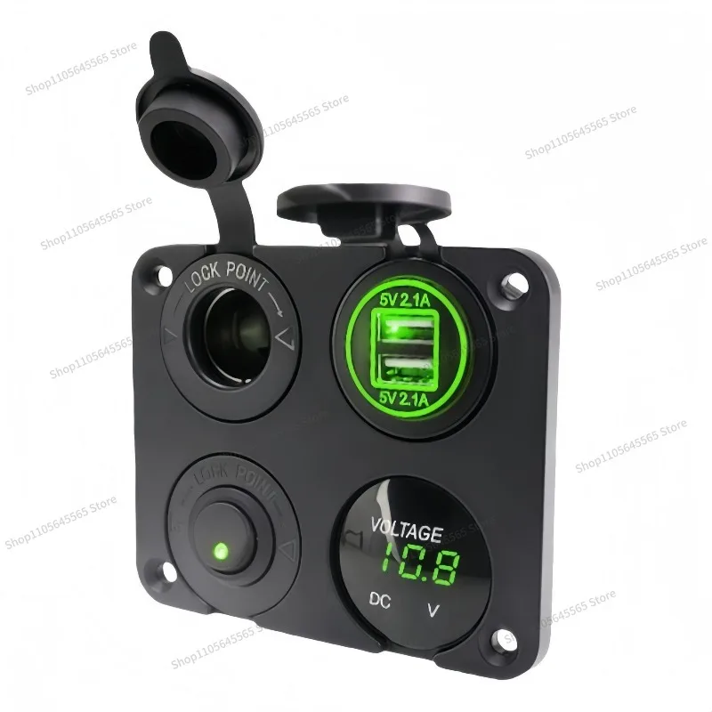 For USB power socket RV universal 4 in 1 hole panel car modification car charging panel switch