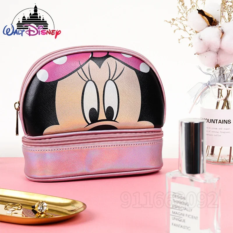 Disney novo saco de cosméticos marca de luxo original feminino saco de cosméticos 3d dos desenhos animados bonito armazenamento de viagem saco de cosméticos multifuncional