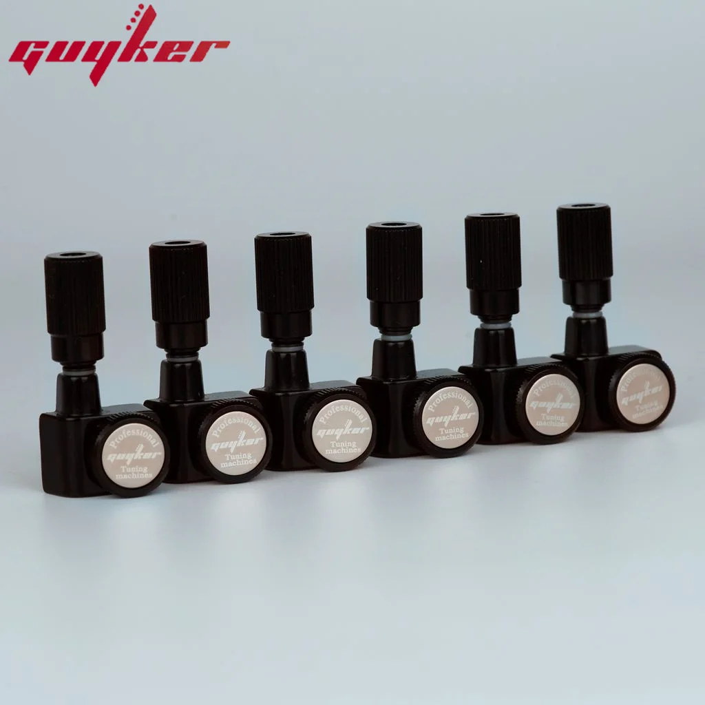 1 Set GUYKER 6 In-line Machine Heads No Screws 1:18 Vertical Cylindrical Handl Shank Locking Tuning Key Pegs Tuners Three Colors