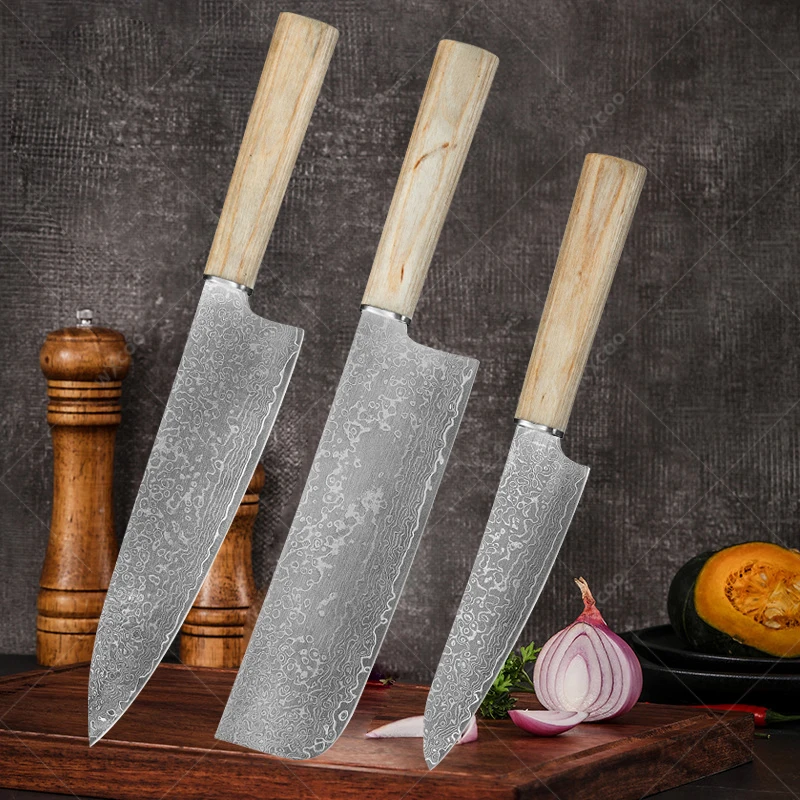 

Damascus Steel Knife Professional Chef Knife Household Kitchen Knives Kitchen Meat Cleaver Fruit Knife Cooking Tools