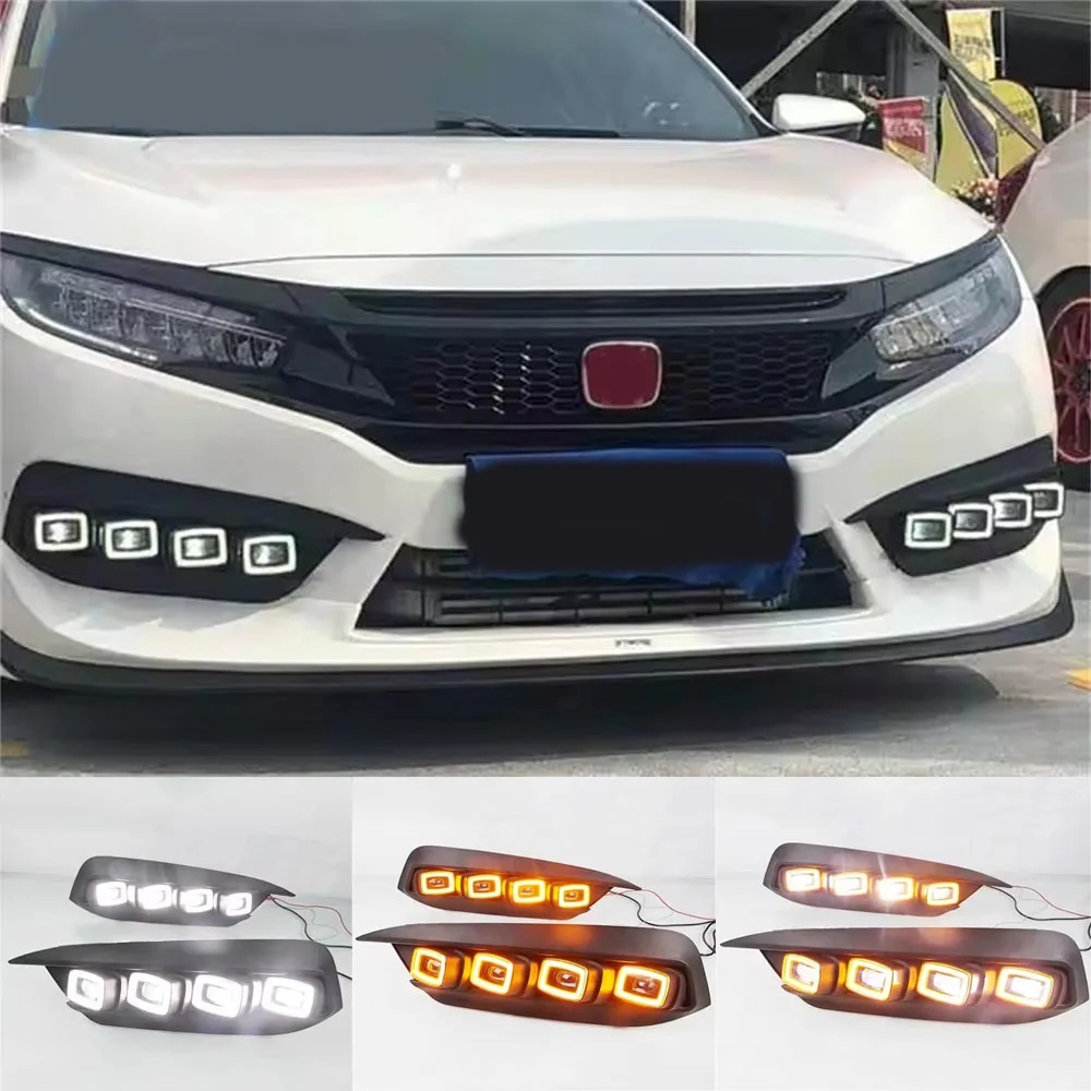 

Popular Style Led Drl For Honda Civic Bugatti 2016 2017 2018 2019 Daytime Running Light With Fog Lamp Daylight Headlight Light