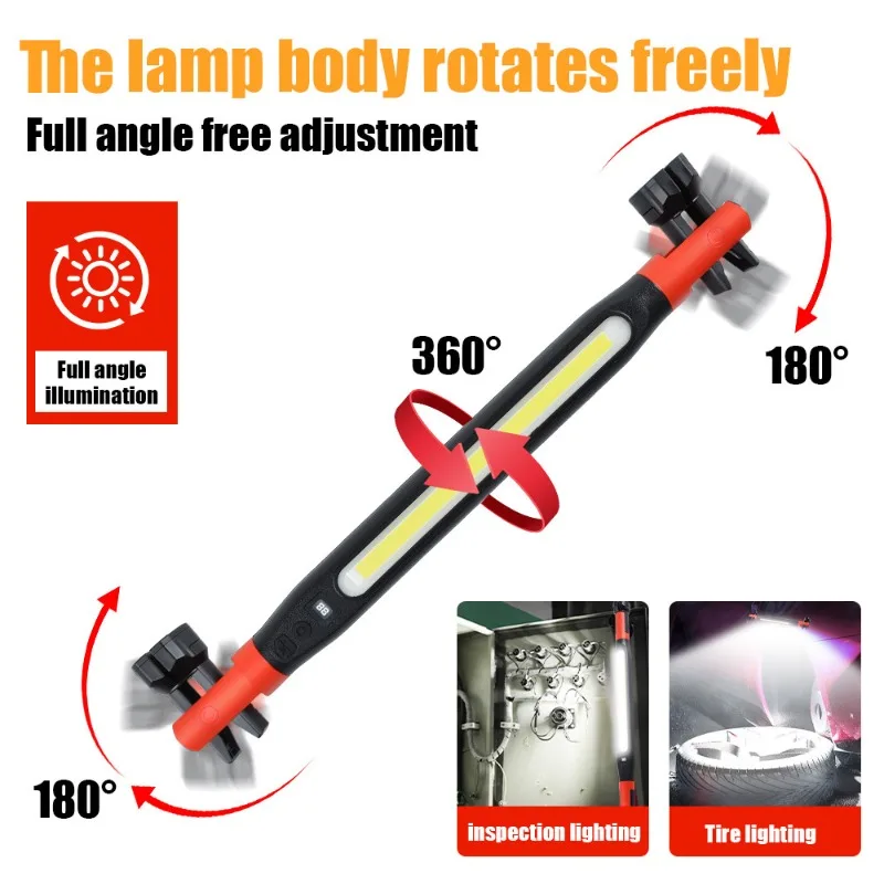 High Lumen Rechargeable LED Work Light Magnetic Flashlight with Swivel Base 360°Hook Waterproof for Car Repair Camping Emergency