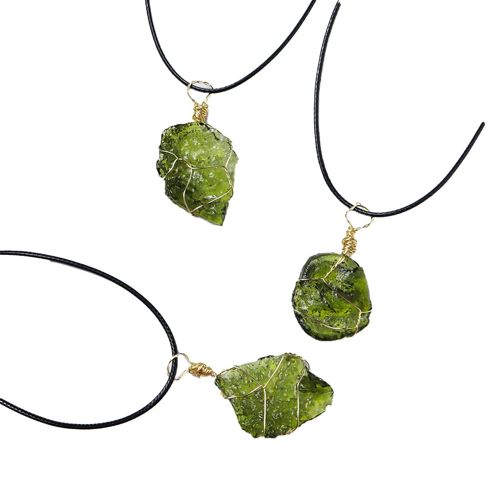 Moldavite Crystal Healing Stone For Meditation Pendant Irregular Shape Unique Christmas Halloween Gift