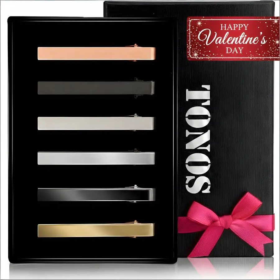 

Clips for Men, 6 PACK Tie Clip Set with Elegant Gift Box Shiny amp Matte Tie Clips Black, Silver, Gold Tie Bar Tie Pinch Tie Cla