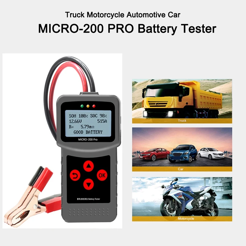 MICRO-200PRO Car Battery Tester Capacity Digital Car System Tool Analyzer Truck Motorcycle Automotivo 12V 24V 40-2000CCA